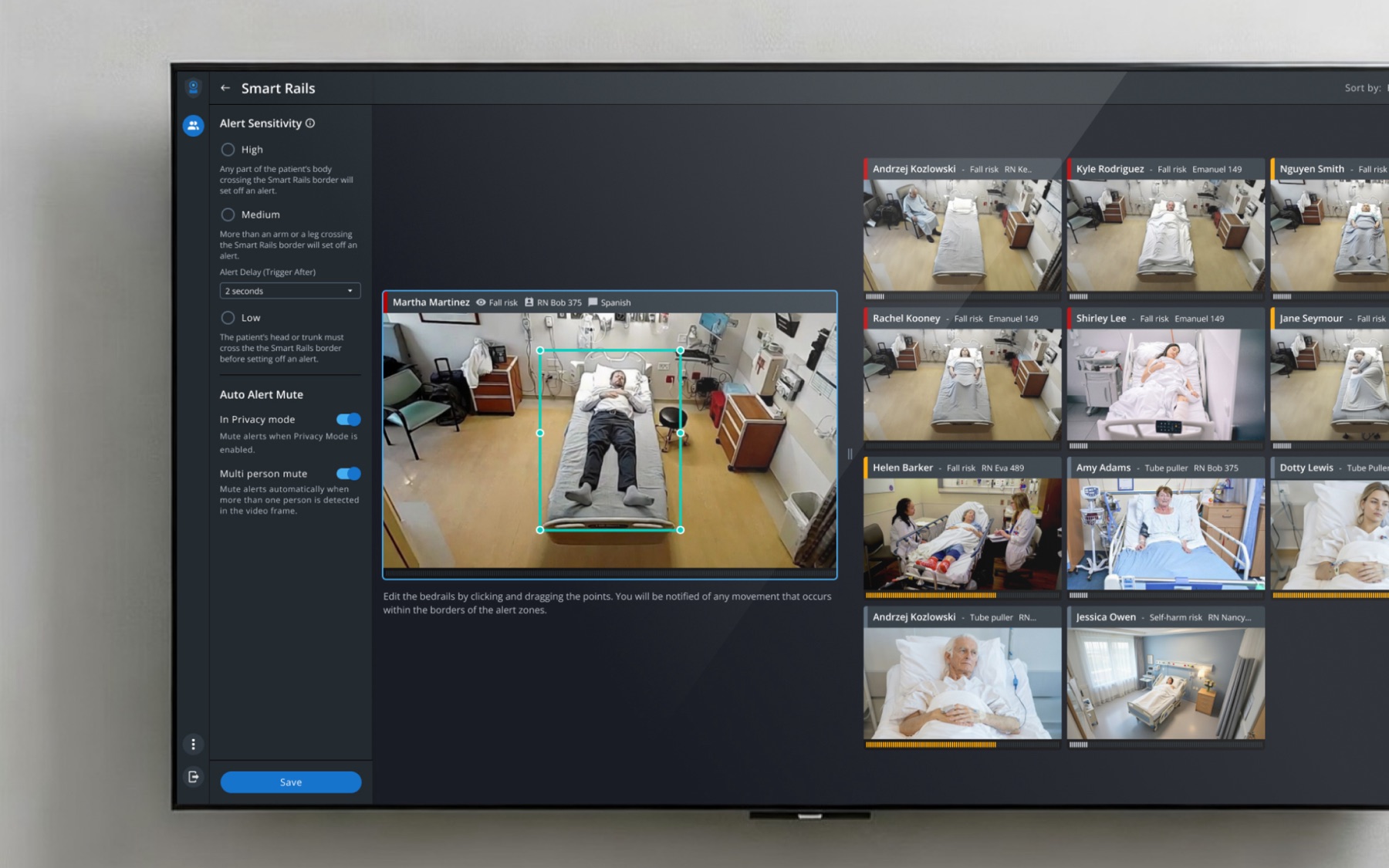 Smart Rails monitoring interface on a large wall display